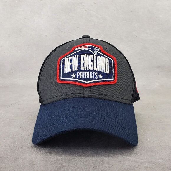 New‎ England Patriots New Era Hat Mesh Trucker Style Grey Blue Cap 39Thirty L/XL - Picture 1 of 12